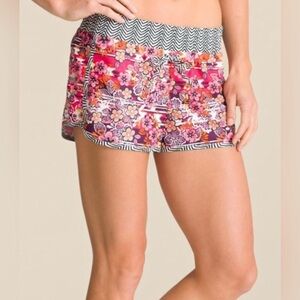 Athleta‎ Pink and Red Athletic Shorts with Geometric Design Sz 4